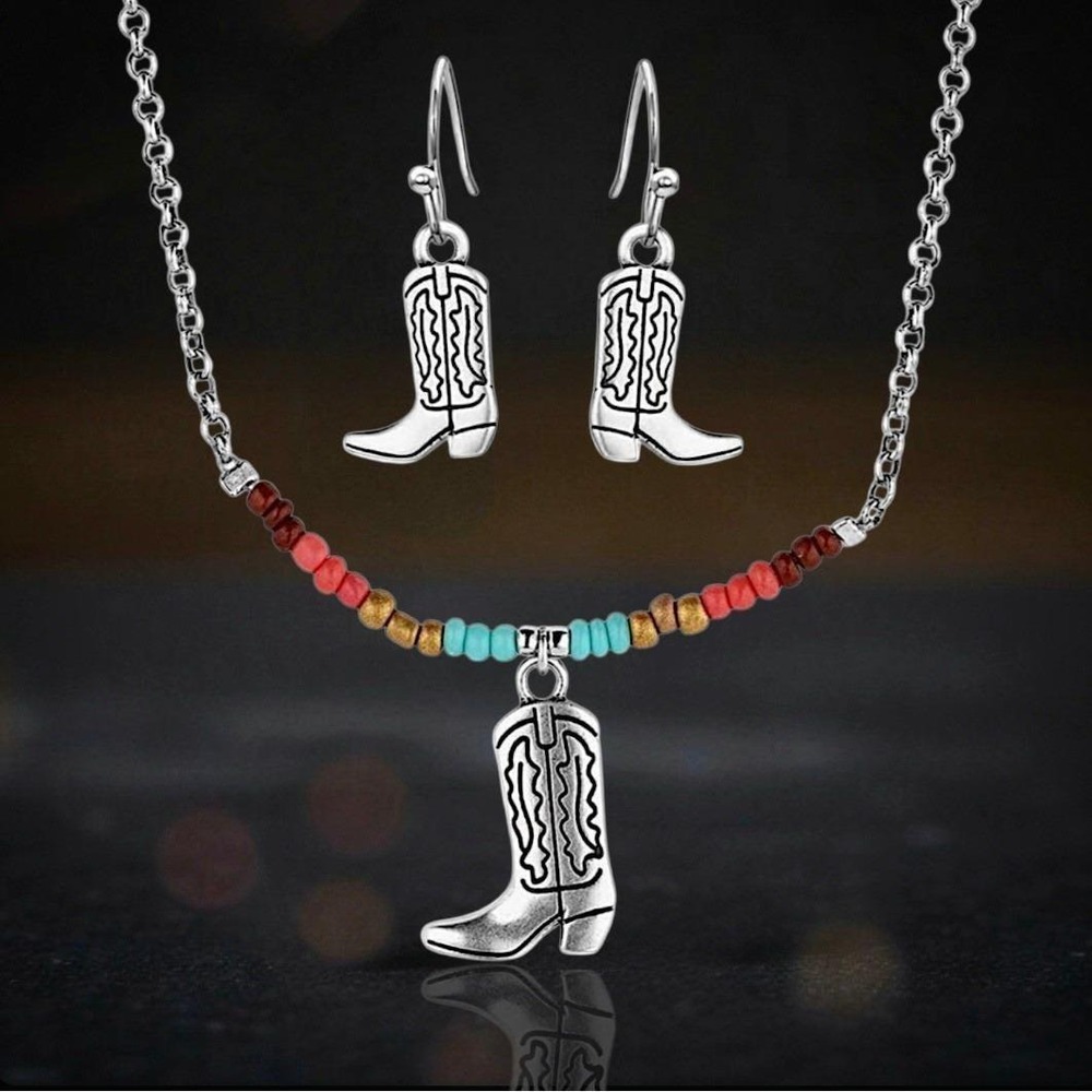 Montana Silversmiths Colorstruck Cowboy Boot Beaded Jewelry Set NEW NIB